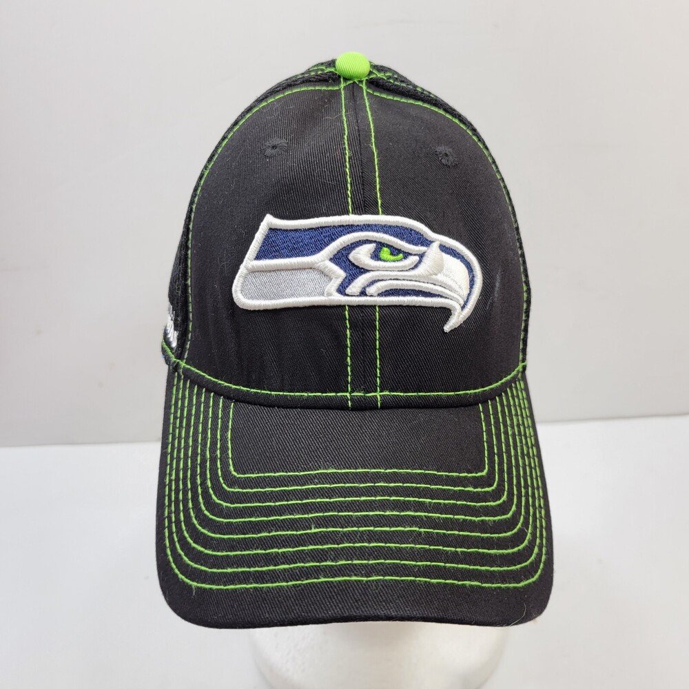 NFL Seattle Seahawks New Era Cap Hat Mens Size S/M Black Stretch Back Mesh